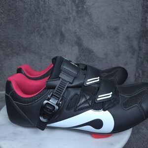 Peloton Cycling Shoes Mens 42 Black Red Indoor Spin Bike Clipless Cleats